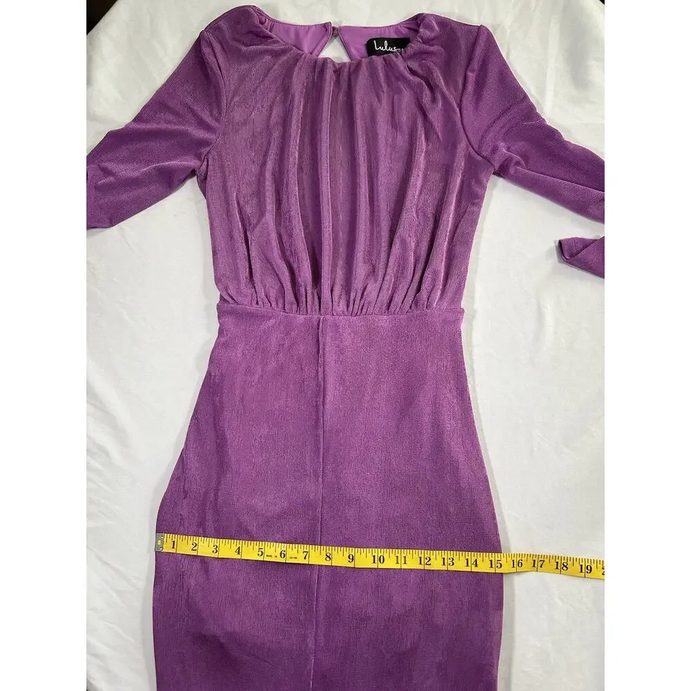 Lulus Pure Sweetness Midi Dress Womens Size XS Purple Stretch Knit Flirty Date - Picture 10 of 11